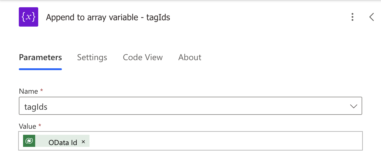 Append to tagids variable