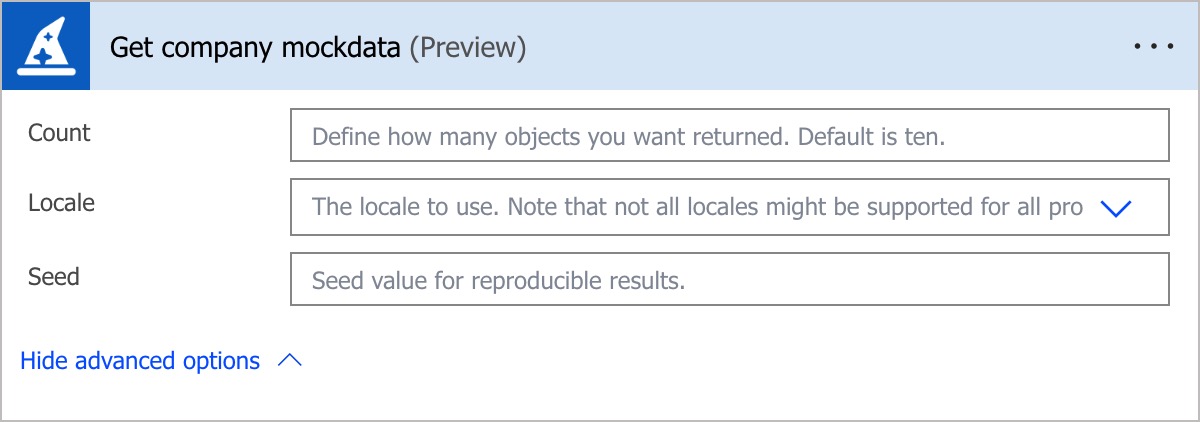 Get company mockdata action